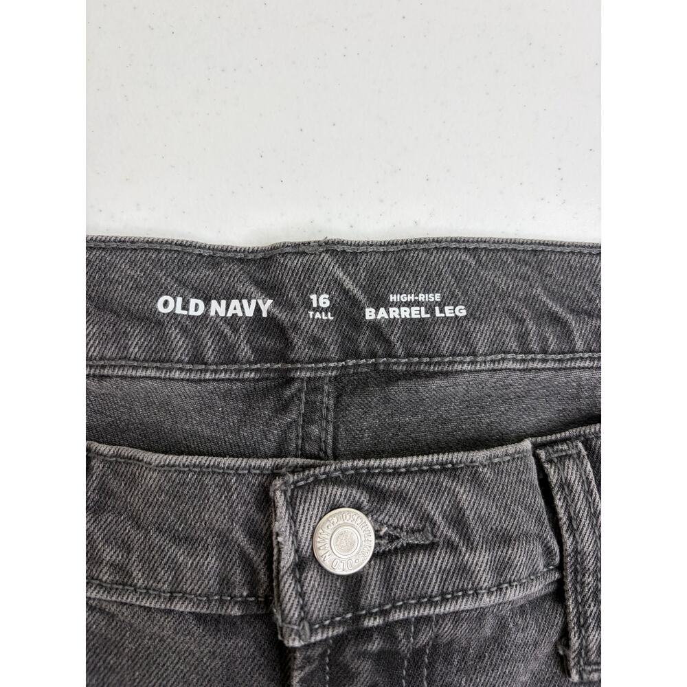 Old Navy High Waisted Barrel Ankle Jeans Sz 16 Tall Gray Wash Modern Relaxed NWT - Picture 5 of 10